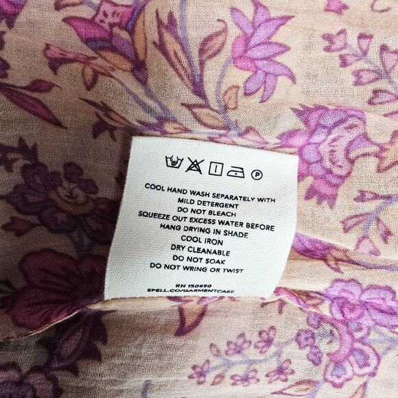 Spell & the Gypsy Collective Blouse Top XS Folk Song Floral Blossoms Puff Sleeve - Picture 10 of 12